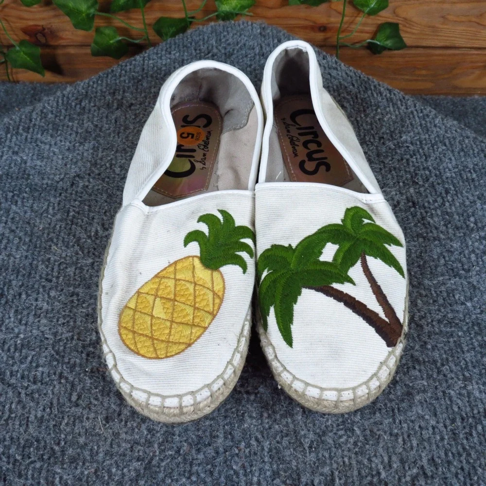 Circus by Sam Edelman Leni Womens Espadrille Flat Size 5 Vacation White Canvas